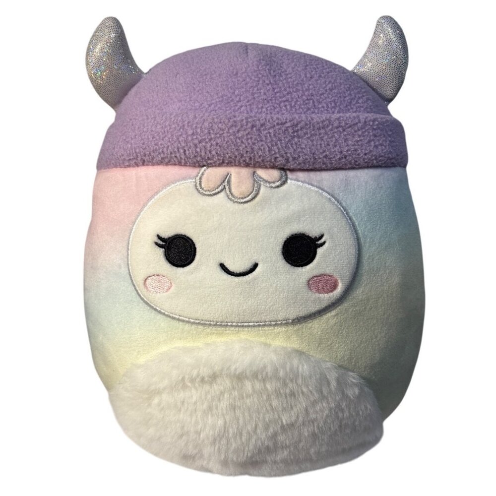 Original Squishmallows Yeti Josephine Rainbow Pastel Sparkly Horns Purple Hat 10